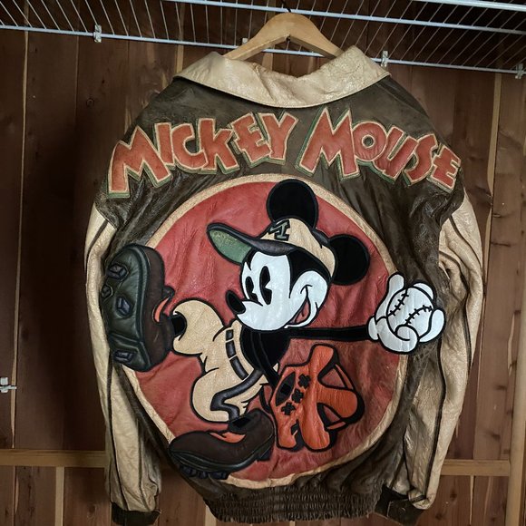Mickey Mouse Vintage Leather Bomber Jacket *RARE* - Picture 3 of 4